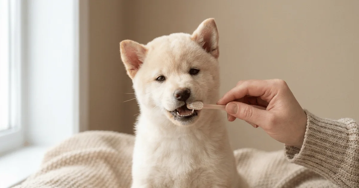 Dog dental care and teeth cleaning at home