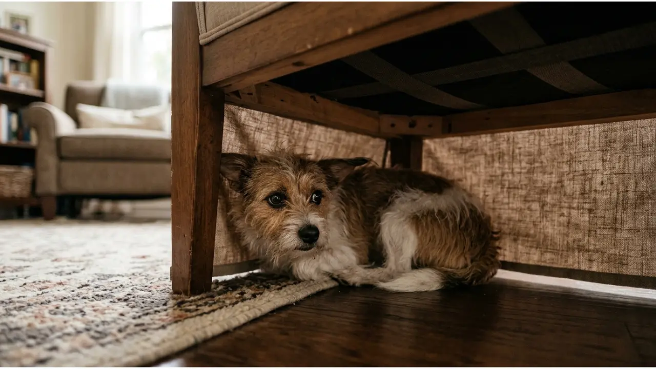 Anxious dog showing stress signals