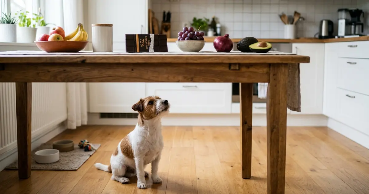 Human foods including chocolate and grapes that are dangerous for dogs